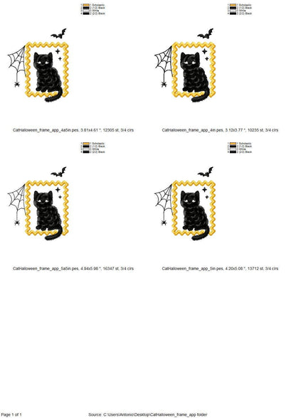 Halloween Kitty Cat with Spider Web and Bat in Frame machine embroidery designs sizes 4 up to 5.5 inch kids baby girls scary spooky Kitten - image 7