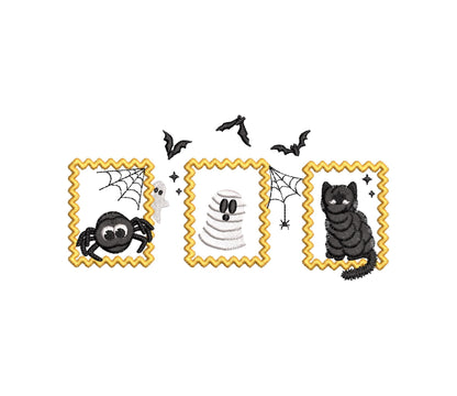 Halloween Fringed Kitty Cat Fluffy Spider and Ghost in Frame Big Set of 5 machine embroidery designs assorted sizes kids baby scary spooky - image 8