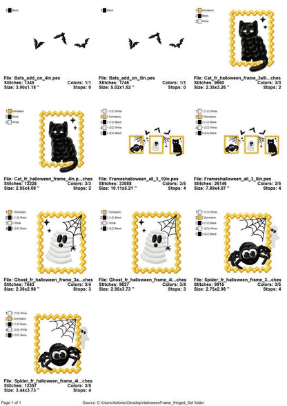 Halloween Fringed Kitty Cat Fluffy Spider and Ghost in Frame Big Set of 5 machine embroidery designs assorted sizes kids baby scary spooky - image 9