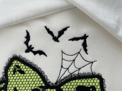 Halloween Bow Applique Lace effect Bats Spider Web Bow Ghost machine embroidery designs sizes 4 up to 8 inch kids girls scary spooky design - image 5