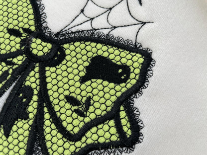 Halloween Bow Applique Lace effect Bats Spider Web Bow Ghost machine embroidery designs sizes 4 up to 8 inch kids girls scary spooky design - image 10