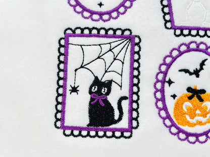 Halloween Dancing Skeleton Kitty Cat Little Ghost and Pumpkin Set of 4 machine embroidery designs mini sizes 2 up to 4 in kids scary spooky - image 4