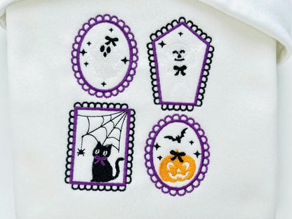 Halloween Dancing Skeleton in Frame machine embroidery designs mini sizes 2 up to 4 inch kids baby boys scary spooky Skeleton design - image 3