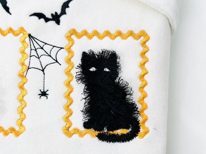 Halloween Fringed Kitty Cat Fluffy Spider and Ghost in Frame Big Set of 5 machine embroidery designs assorted sizes kids baby scary spooky - image 7