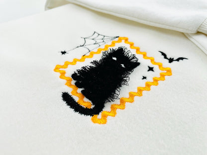 Halloween Kitty Cat with Spider Web and Bat in Frame machine embroidery designs sizes 4 up to 5.5 inch kids baby girls scary spooky Kitten - image 5