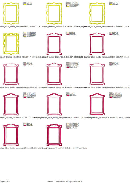 Frame Set of 5 – Monogram machine embroidery pattern by Artapli