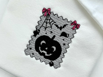 Halloween Pumpkin Lace effect Jack o Lantern Bats Spider Web Bow machine embroidery designs sizes 4 up to 7 inch girls scary spooky design - image 2