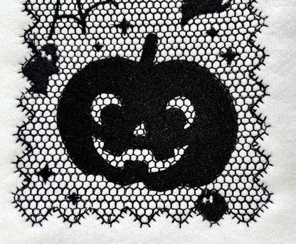 Halloween Pumpkin Lace effect Jack o Lantern Bats Spider Web Bow machine embroidery designs sizes 4 up to 7 inch girls scary spooky design - image 3