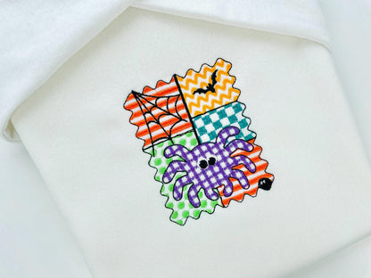 Halloween Spider patchwork patterned Spider Web Bats cute Spider kids machine embroidery designs sizes 4 up to 7 inch scary spooky design - image 3