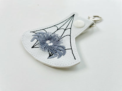 Mini Spider fringed fluffy little Spider Eyelet and Key Fob Snap Tab in the hoop Halloween machine embroidery designs ITH keychain hoop 4x4
