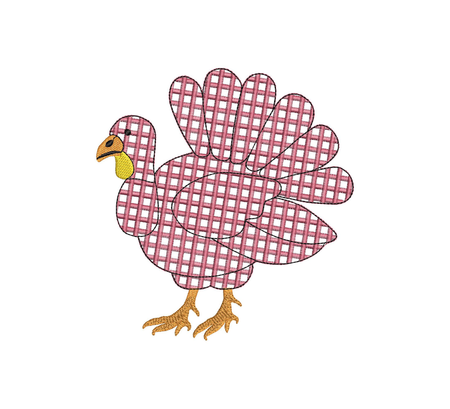 Gingham Plaid Turkey Henry buffalo checkered machine embroidery designs many sizes 4 up to 8 inch sweet home farm kitchen design