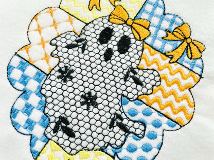 Halloween Ghost Baby patchwork patterned Ghost lace effect dress machine embroidery designs sizes 4 up to 6in kids girls scary spooky design - image 4