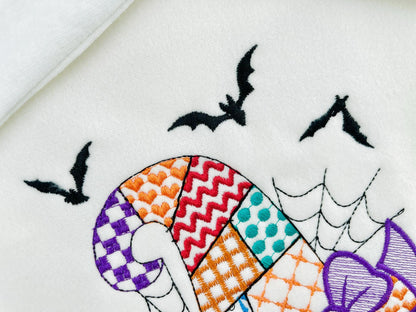 Patchwork Witch Hat Halloween theme awesome patterned Witch Hat outline girls machine embroidery designs sizes 4 up to 8 inch light stitch - image 4