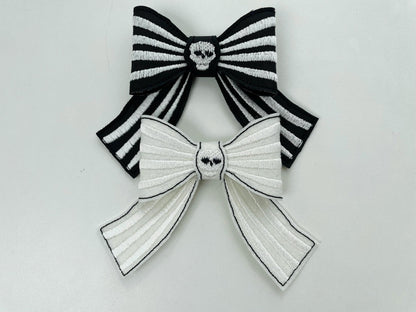 Halloween spooky Skull Bow 3D dimensional machine embroidery designs felt feltie design simply in the hoop ITH project kids hairpin brooch - image 4