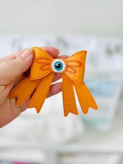 Halloween spooky Monster Eye Bow 3D dimensional machine embroidery designs felt feltie design simply in the hoop ITH project kids hairpin - image 5