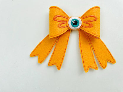Halloween spooky Monster Eye Bow 3D dimensional machine embroidery designs felt feltie design simply in the hoop ITH project kids hairpin - image 3