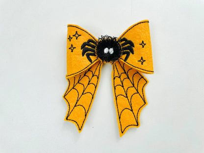 Halloween spooky Spider Bow 3D dimensional fur fluffy fringed machine embroidery designs kids felt feltie design in the hoop ITH project - image 6