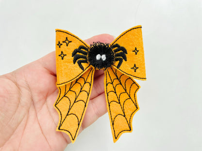 Halloween spooky Spider Bow 3D dimensional fur fluffy fringed machine embroidery designs kids felt feltie design in the hoop ITH project - image 4