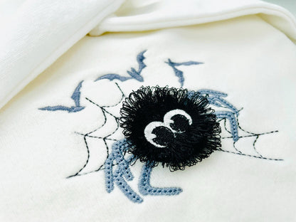 Cute little fringed fluffy Spider fur chenille Halloween machine embroidery designs spooky scary Spider fun fall baby kids sizes 3 to 4 inch - image 3