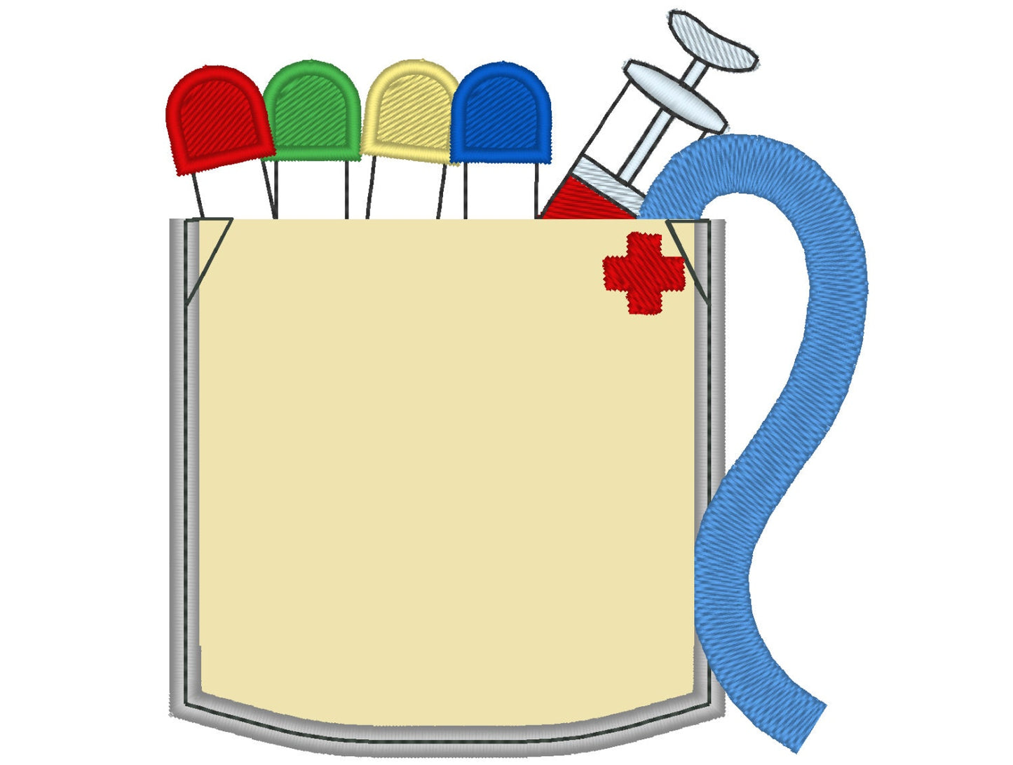 Real phlebotomist doctor pocket applique machine embroidery designs in the hoop