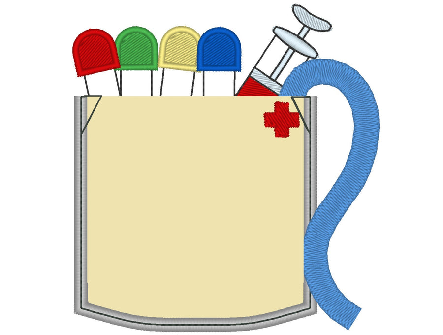 Real phlebotomist doctor pocket applique machine embroidery designs in the hoop