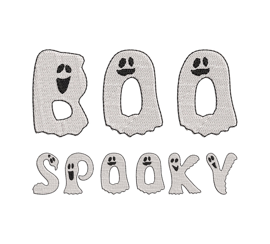 Ghost FONT fill stitch alphabet monogram cute little Ghost kids baby spooky Boo Halloween machine embroidery designs sizes 1.8 to 3 inch BX