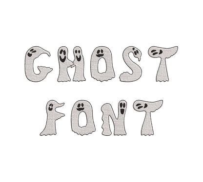 Ghost FONT fill stitch alphabet monogram cute little Ghost kids baby spooky Boo Halloween machine embroidery designs sizes 1.8 to 3 inch BX