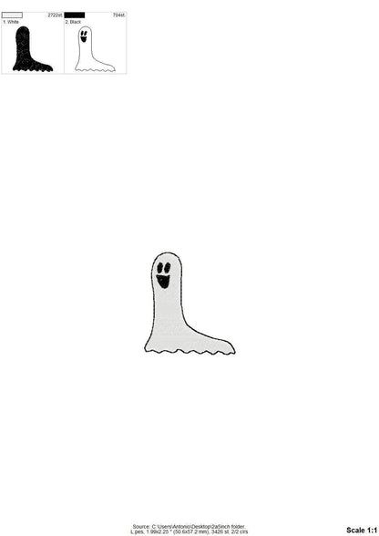 Ghost FONT fill stitch alphabet monogram cute little Ghost kids baby spooky Boo Halloween machine embroidery designs sizes 1.8 to 3 inch BX