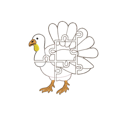 Turkey Puzzle ITH in the hoop kids game gift idea Applique machine embroidery designs sizes for hoop  5x7  6x10  8x8 Fall felt feltie design