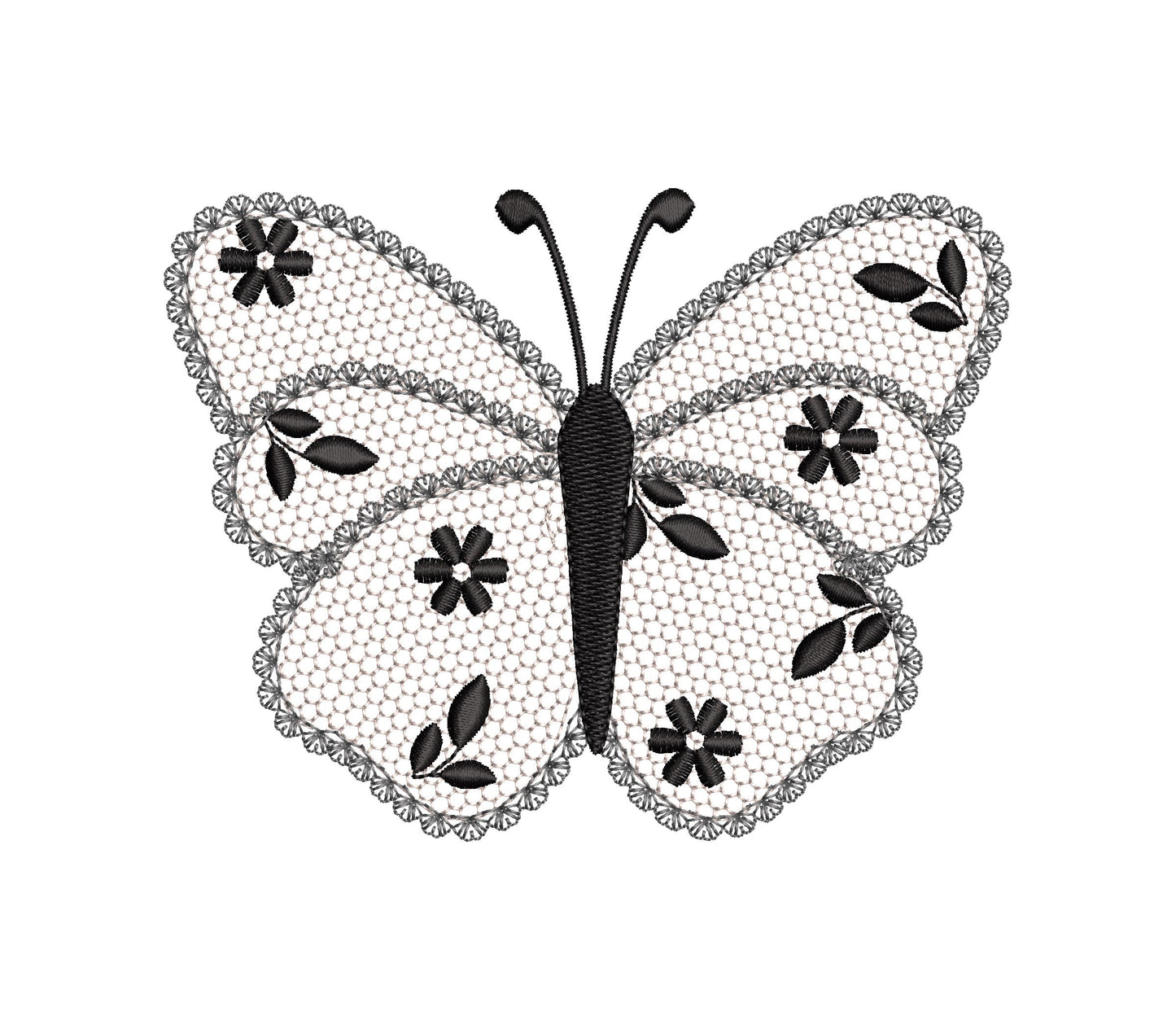 Cute Floral Butterfly lace effect wings girly summer machine embroidery designs sizes for hoop 4x4  5x7  6x10  8x8 kids baby girls design