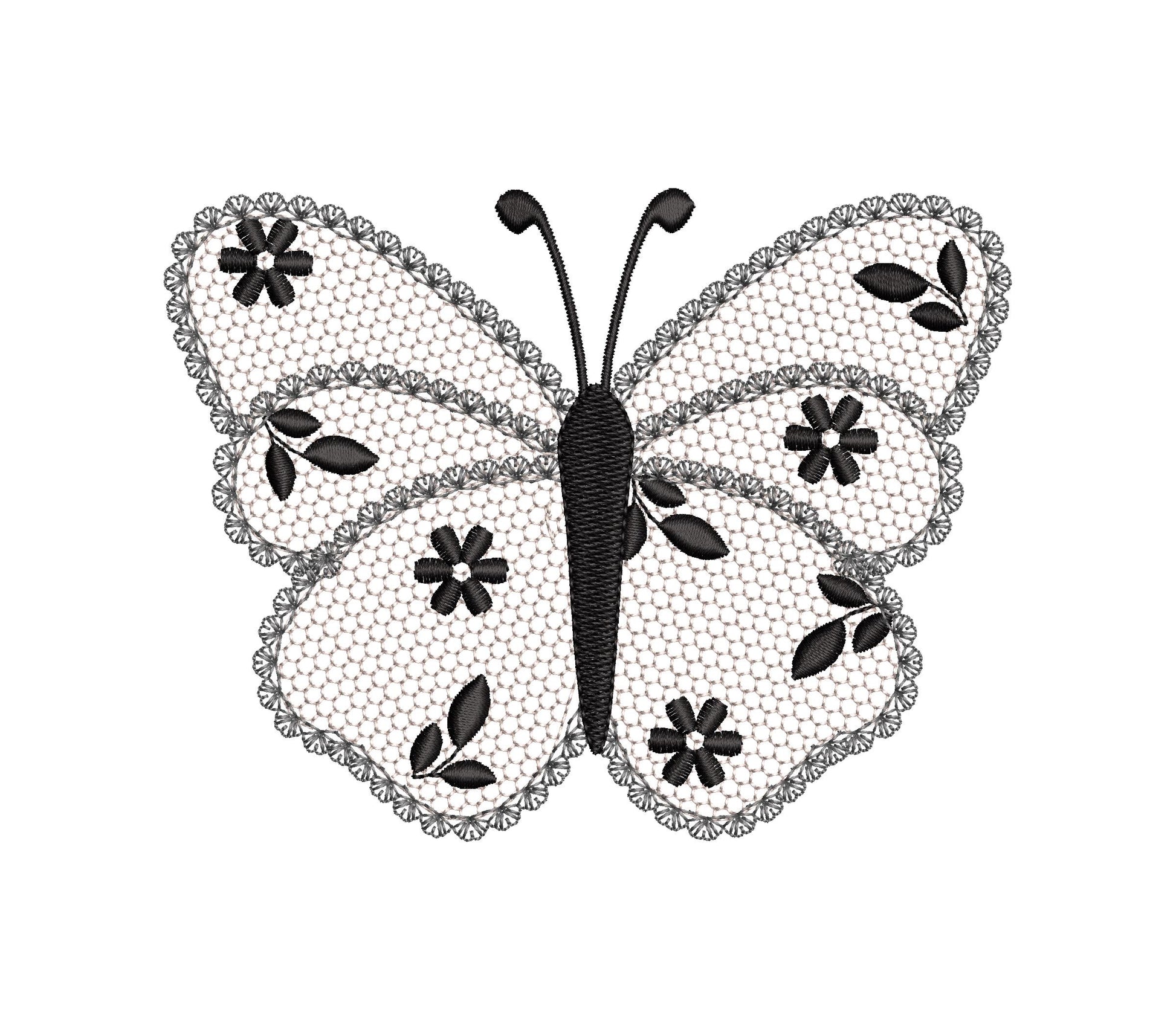 Cute Floral Butterfly lace effect wings girly summer machine embroidery designs sizes for hoop 4x4  5x7  6x10  8x8 kids baby girls design
