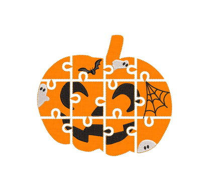 Halloween Pumpkin Jack O Lantern Puzzle ITH in the hoop kids game idea machine embroidery designs sizes for hoop  5x7  6x10 8x8 felt feltie