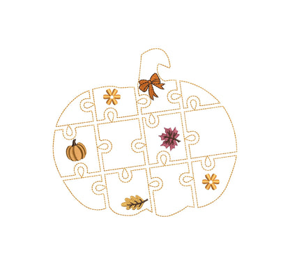 Fall Floral Pumpkin Puzzle ITH in the hoop kids game idea machine embroidery designs sizes for hoop  5x7  6x10 8x8 felt feltie Thanksgiving