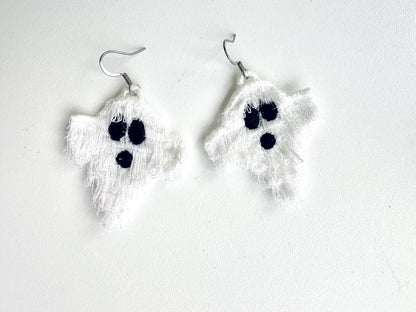 Halloween Spooky Ghost Fringed Fluffy Ghost Girls Pretty Earrings Charm in the Hoop FSL Freestanding Lace Machine Embroidery Designs ITH - Etsy