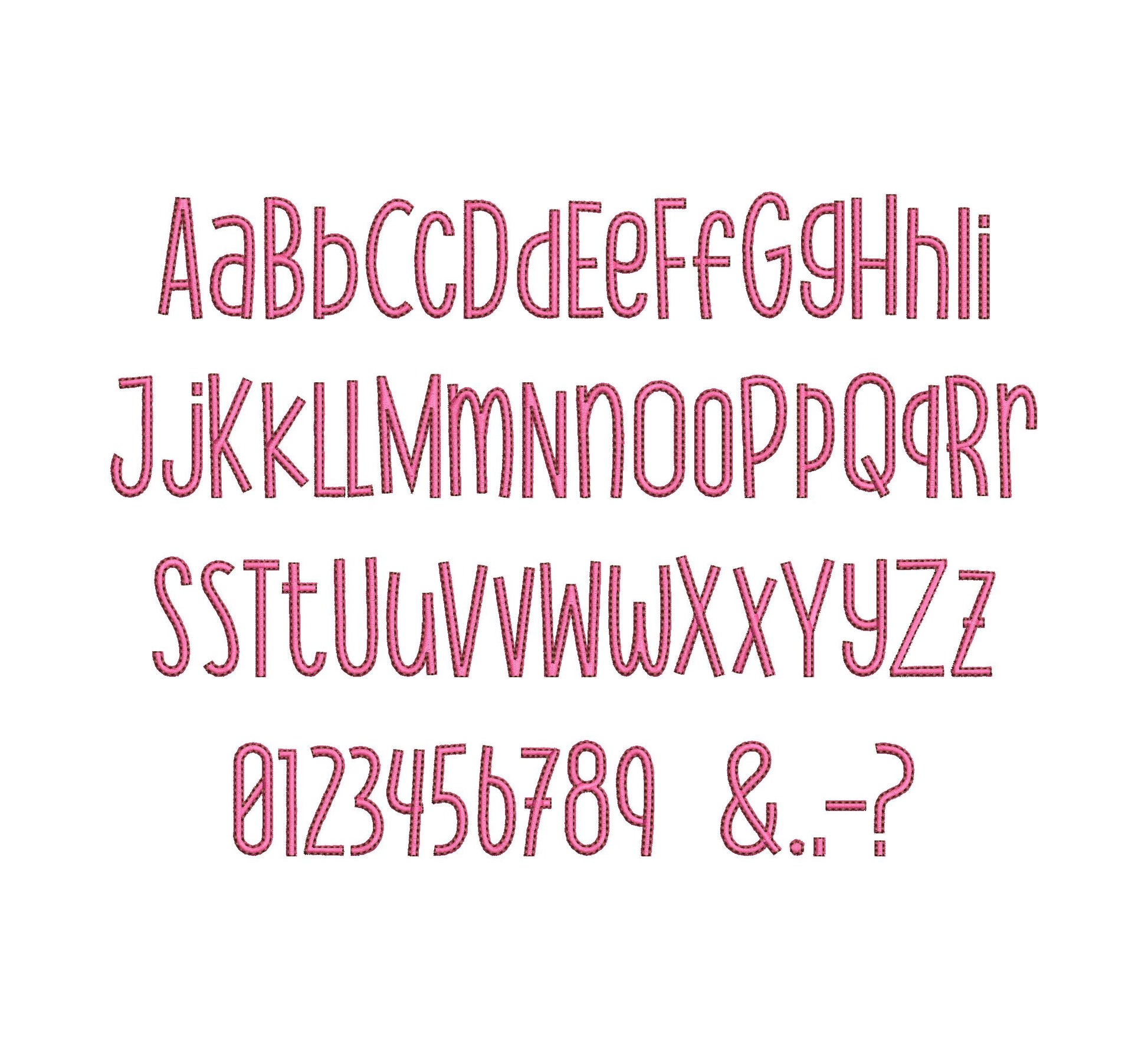 Satin stitch and outline Thin Tall MINI Font alphabet playful kids baby monogram name machine embroidery designs mini sizes 1.1 up to 2 inch