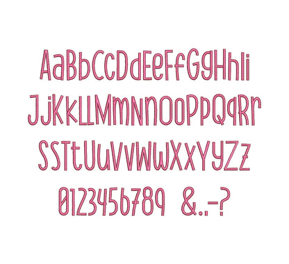 Satin stitch and outline Thin Tall MINI Font alphabet playful kids baby monogram name machine embroidery designs mini sizes 1.1 up to 2 inch