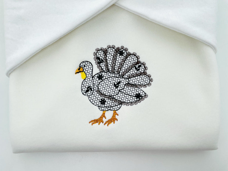 Floral Turkey Fall Autumn Kitchen design lace effect machine embroidery designs for hoop 4x4  5x7  8x8 sweet home Thanksgiving farm design