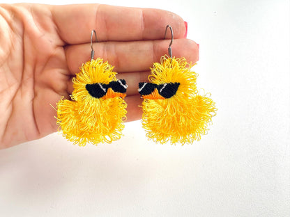 Summer Beach Rubber Duck Sunglasses Fringed Girls Pretty Earrings Charm in the Hoop FSL Freestanding Lace Machine Embroidery Designs ITH - Etsy