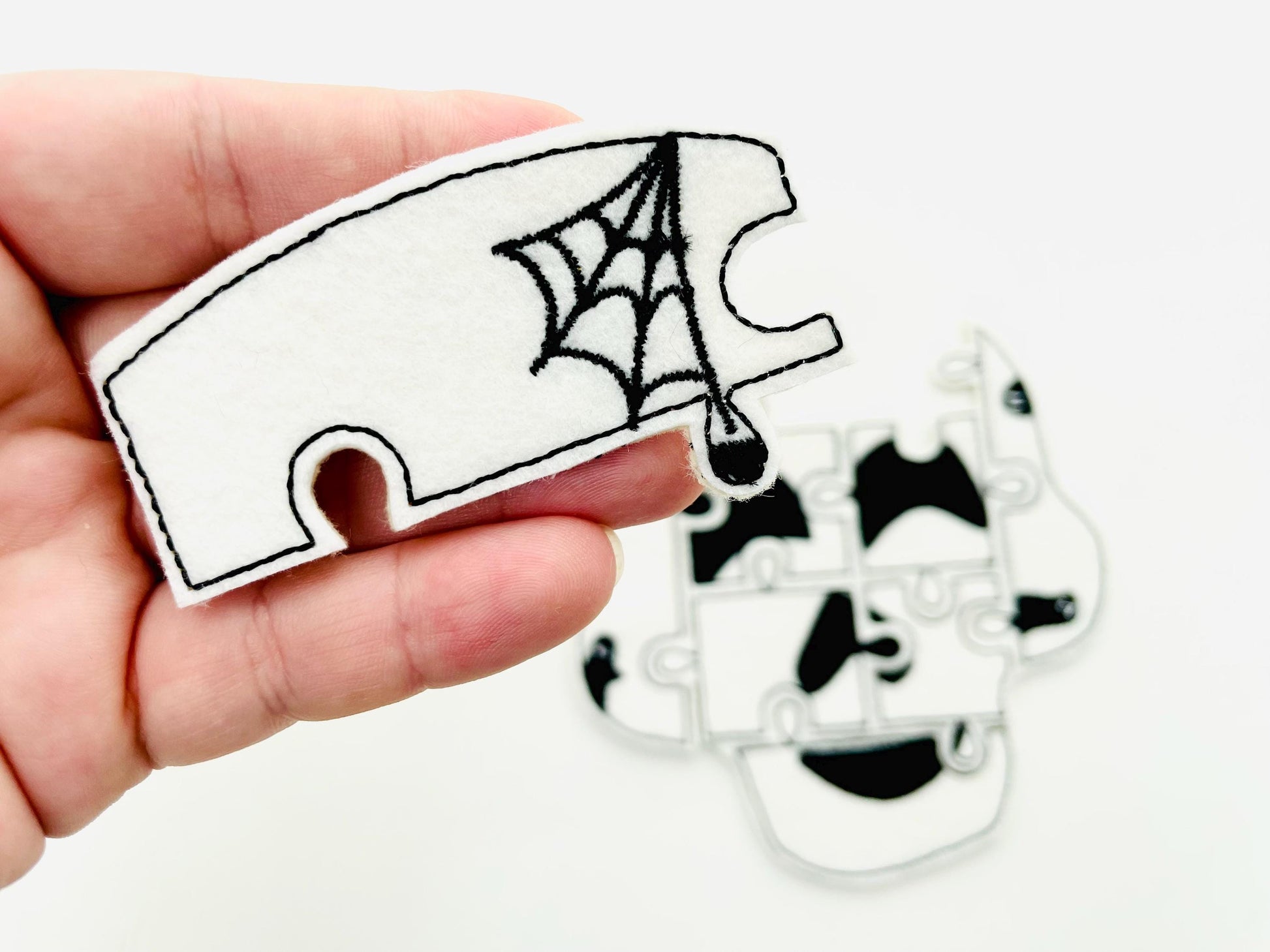 Halloween Skull Puzzle ITH in the hoop kids game gift idea Applique machine embroidery designs sizes for hoop  5x7  6x10 8x8 felt feltie