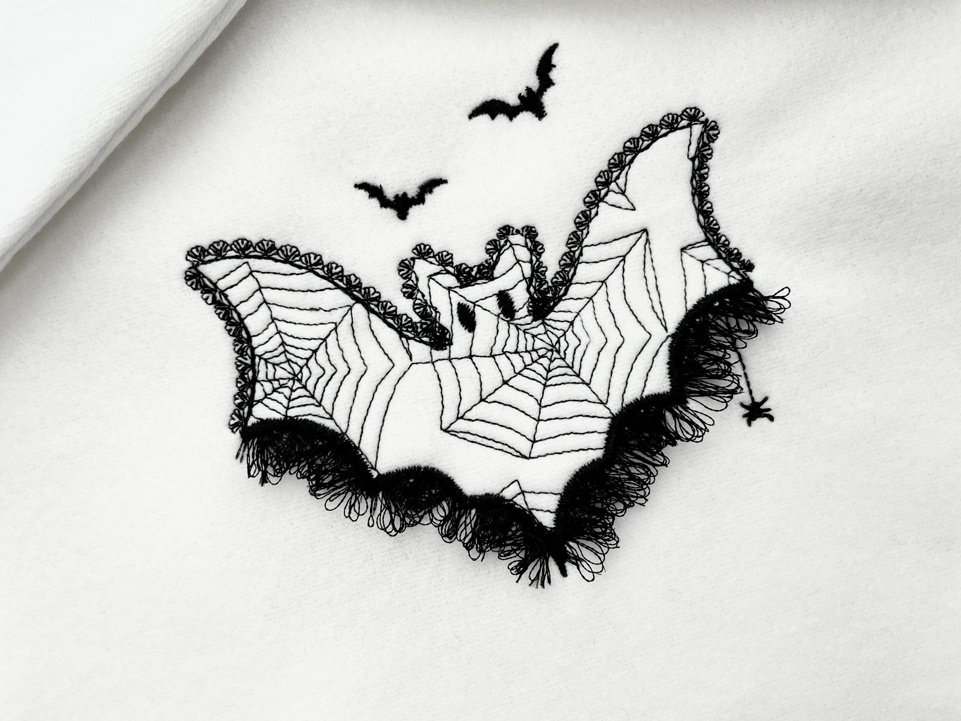 Halloween Bat Lace and Fluffy Fringed Edge Cute Little Bat Kids Girls Spider Web Patterned Machine Embroidery Designs Sizes 4 up to 8 Inch - Etsy