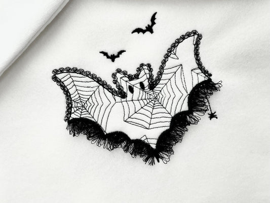 Halloween Bat Lace and Fluffy Fringed Edge Cute Little Bat Kids Girls Spider Web Patterned Machine Embroidery Designs Sizes 4 up to 8 Inch - Etsy