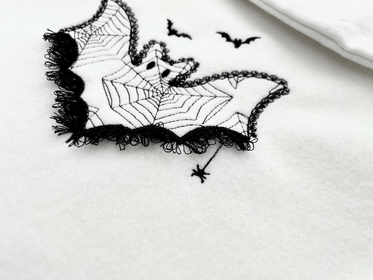 Halloween Bat Lace and Fluffy Fringed Edge Cute Little Bat Kids Girls Spider Web Patterned Machine Embroidery Designs Sizes 4 up to 8 Inch - Etsy