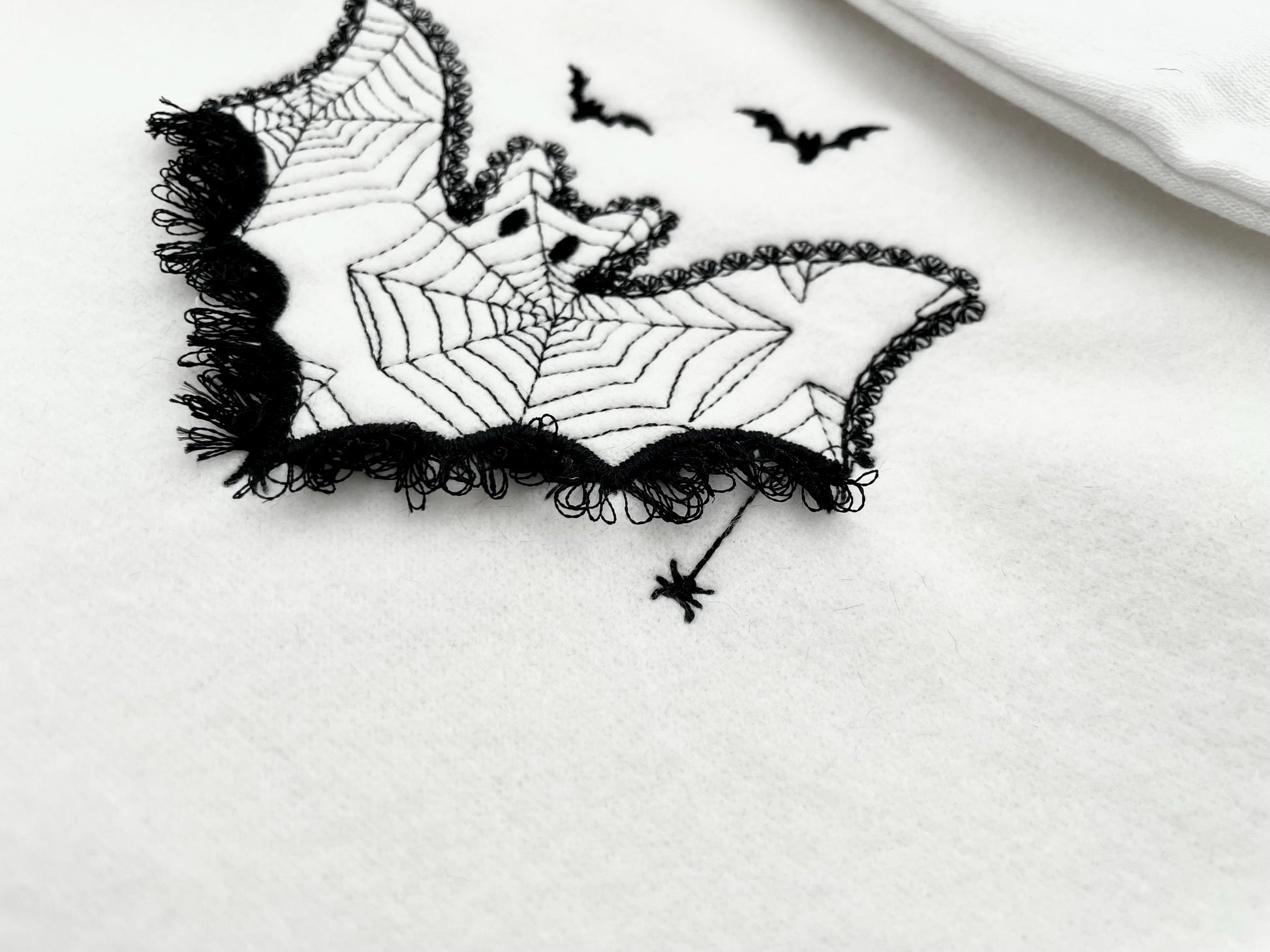 Halloween Bat Lace and Fluffy Fringed Edge Cute Little Bat Kids Girls Spider Web Patterned Machine Embroidery Designs Sizes 4 up to 8 Inch - Etsy