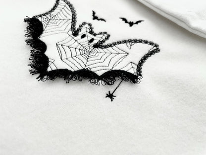 Halloween Bat Lace and Fluffy Fringed Edge Cute Little Bat Kids Girls Spider Web Patterned Machine Embroidery Designs Sizes 4 up to 8 Inch - Etsy