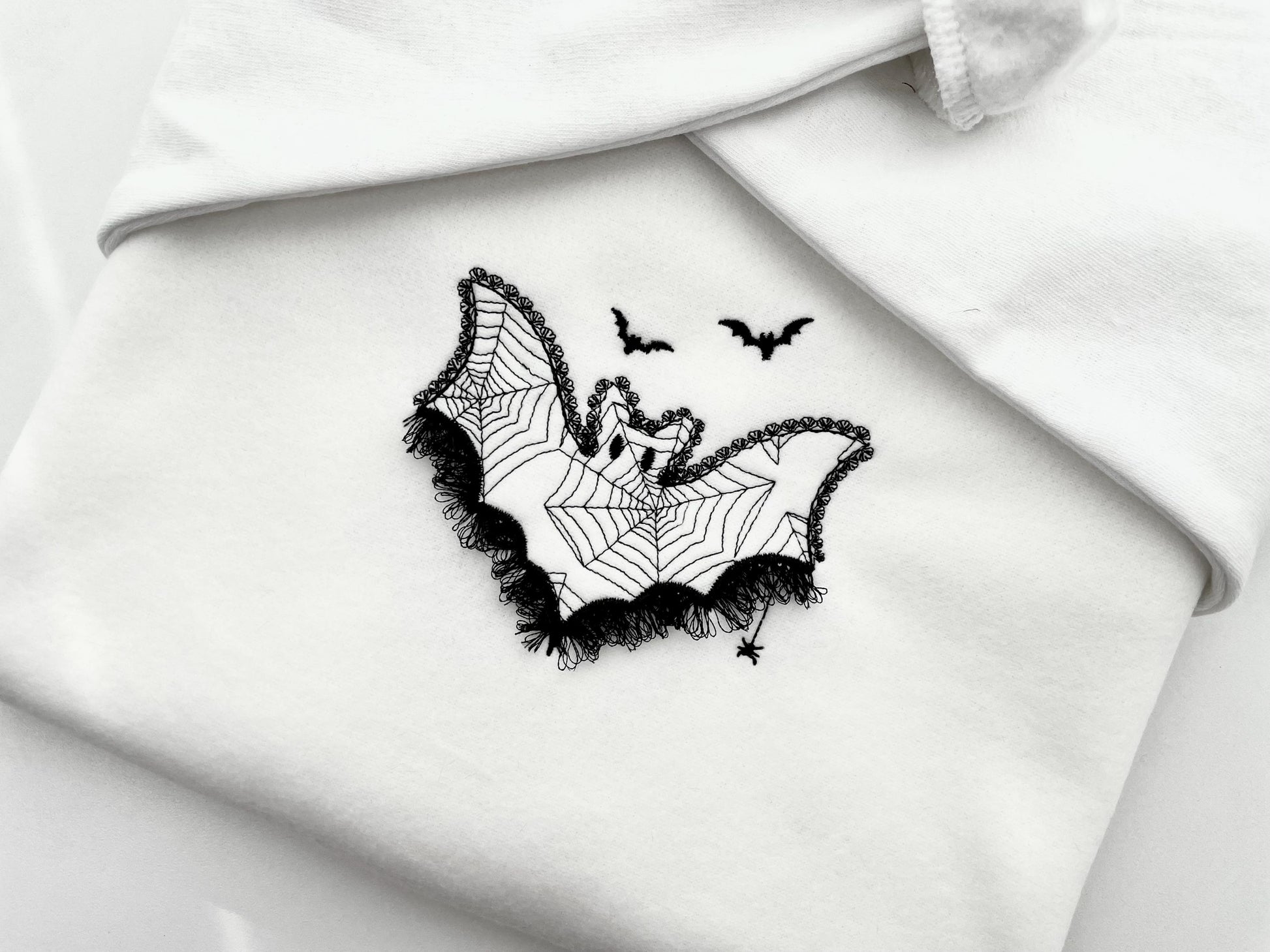 Halloween Bat Lace and Fluffy Fringed Edge Cute Little Bat Kids Girls Spider Web Patterned Machine Embroidery Designs Sizes 4 up to 8 Inch - Etsy