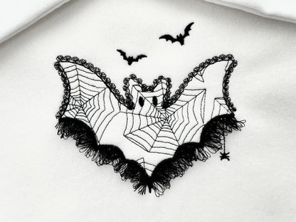 Halloween Bat Lace and Fluffy Fringed Edge Cute Little Bat Kids Girls Spider Web Patterned Machine Embroidery Designs Sizes 4 up to 8 Inch - Etsy