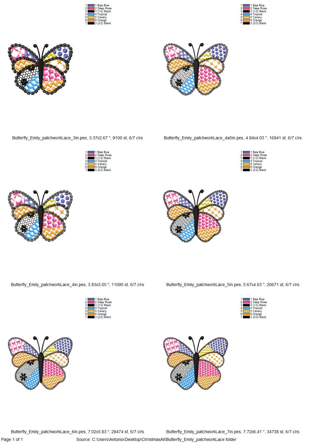 Awesome Patchwork Butterfly Emily with lace edge Wings girly girls outfit sweet home patterned machine embroidery designs sizes 3 up to 7 in