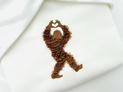 Yeti Iceman Hand Heart Fringed Fluffy Chenille Bigfoot Sasquatch Machine Embroidery Designs Sizes Kids Boys Fun Wild Forest Silhouette - Etsy