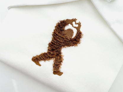 Yeti Iceman Hand Heart Fringed Fluffy Chenille Bigfoot Sasquatch Machine Embroidery Designs Sizes Kids Boys Fun Wild Forest Silhouette - Etsy