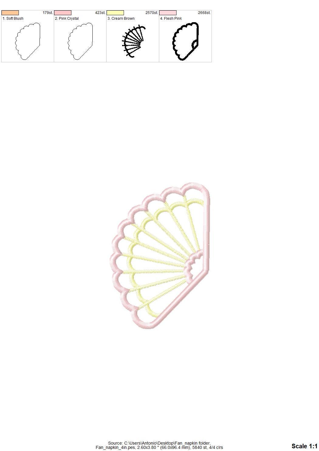 Fan Napkin Coaster Doily Fan shape in assorted sizes simply ITH in the hoop easily machine embroidery designs feminine girls party accessory